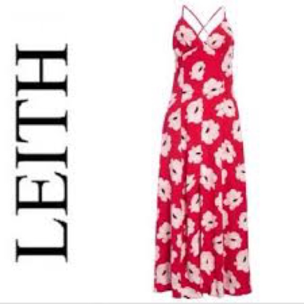 Leith RedBeet Root Lenar Floral Sleeveless Maxi Dress Casual Beach Summer Tank